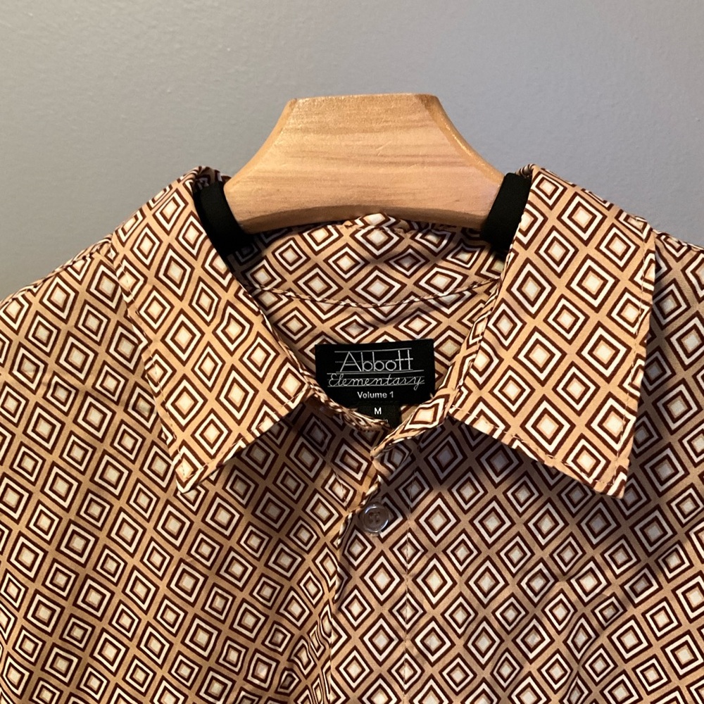 Abbott Elementary Diamond Print Button Down Shirt - Picture 2 of 13